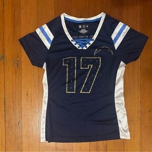 NFL San Diego Chargers #17 Rivers Womans Jersey Sequnis V-Neck with LaceUp Front